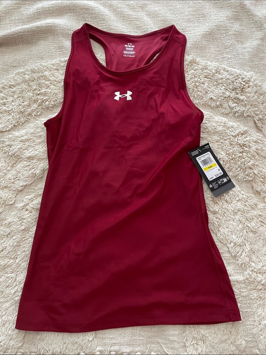 Under Armour Tops - Under Armour Ruby Red Racerback Tank burgundy compression size medium NWT